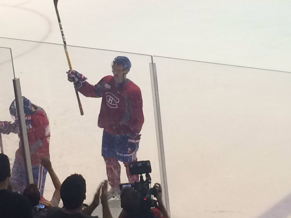 MikeBarrett_'s tweet photo. Sergachev acknowledges the crowds appreciation for him. Good kid. #Habsdevelopmentcamp https://t.co/taR0so2U9R