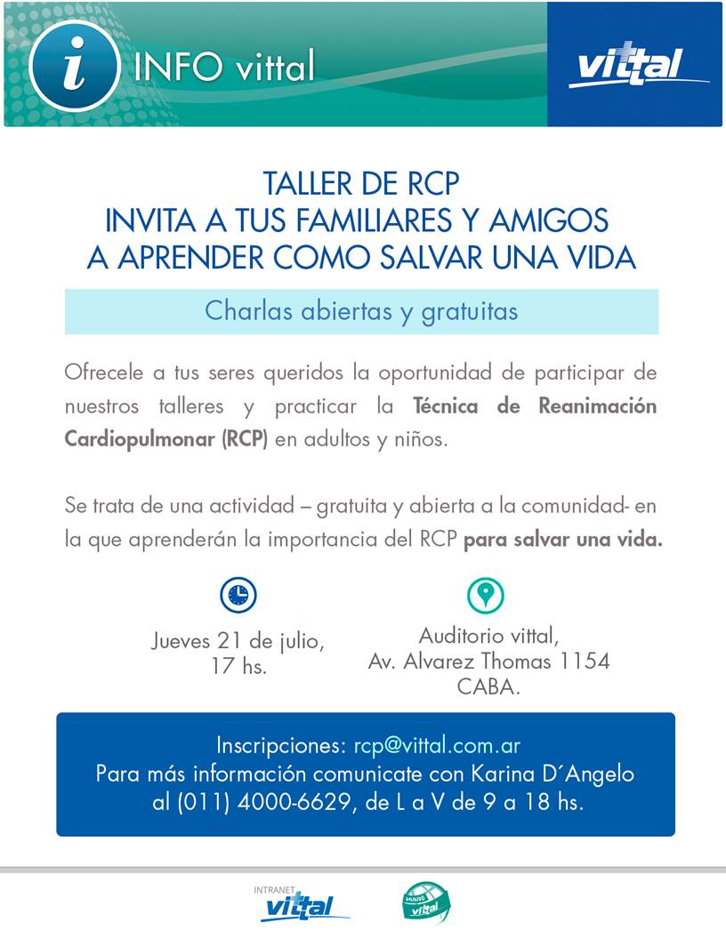 Fundacionvittal's tweet photo. Te esperamos para participar de la Charla de #RCP gratuita y abierta a la Comunidad. Inscribite: rcp@vittal.com.ar https://t.co/ErhgJlO8cO