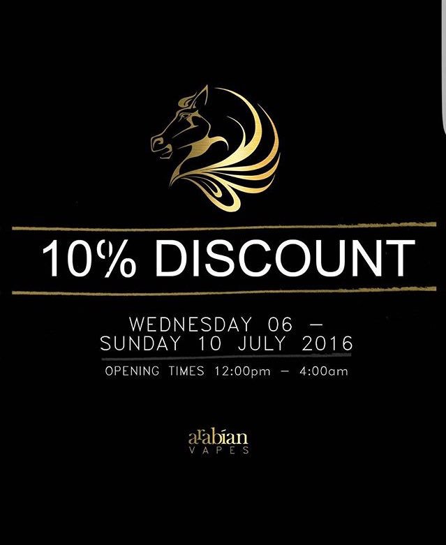 iPhikrey's tweet photo. Pop down to ArabianVapes &amp; get yourself 10% OFF ALL PURCHASES Follow @arabian_vapes for more news &amp; future offers 💨💨 https://t.co/6zXcAgjdBe