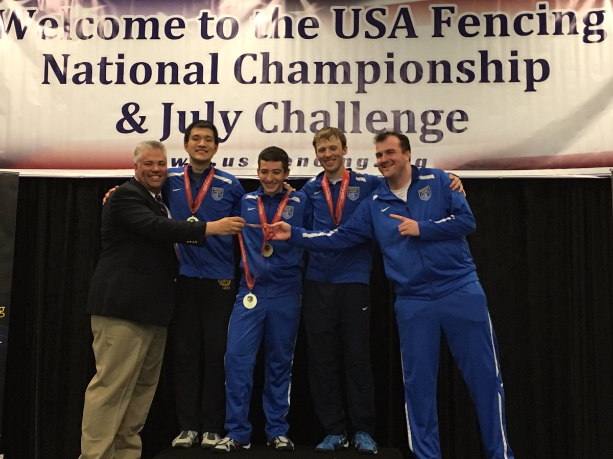 BFCmember's tweet photo. A slightly better picture of the BFC Sabre team after winning the senior team Sabre. #letsgoBFC #BFCblue https://t.co/RjWOI8iEE7