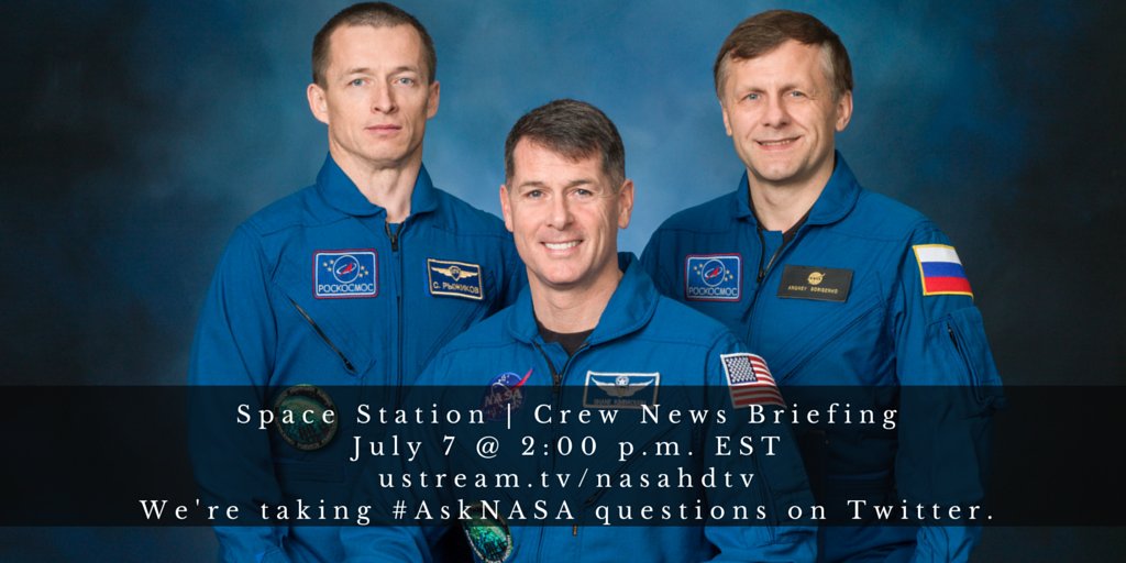 NASA's tweet photo. LIVE NOW: Meet the future crew launching to @Space_Station in September. Questions? #askNASA https://t.co/KX5g7yYnYG https://t.co/Kbd9myKJns