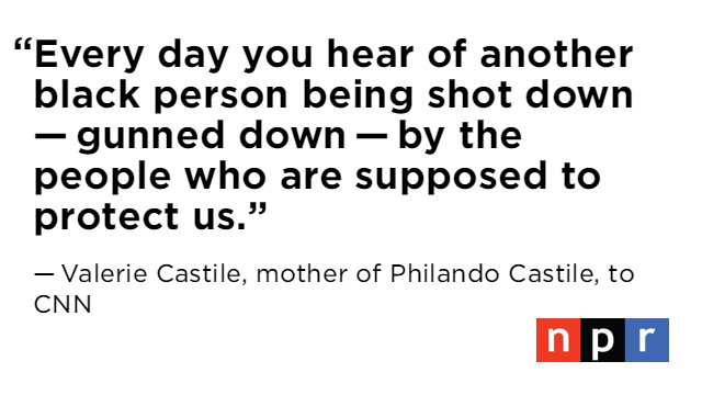 NPR's tweet photo. The mother of #PhilandoCastile said that killings of black people by police were now common. https://t.co/gr5X0DiBKq https://t.co/jX0eVLa4ng