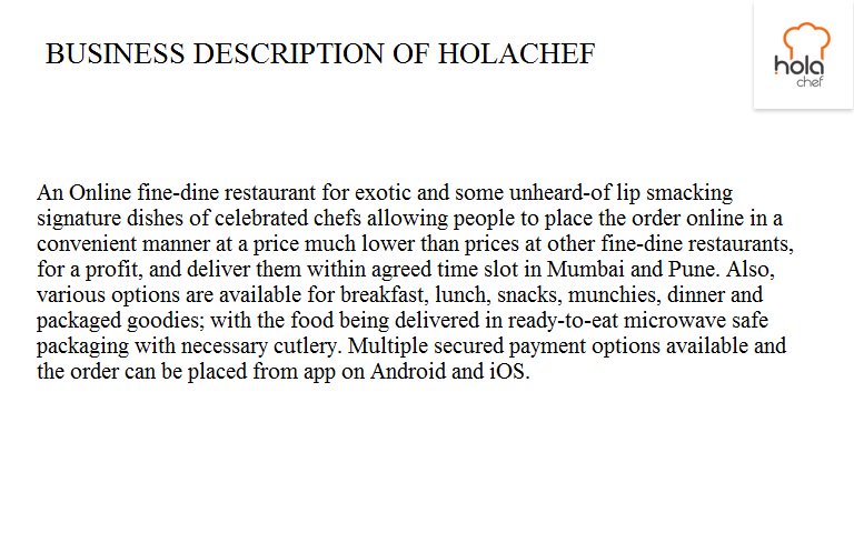 Shekhar_Sane's tweet photo. #GutsGo #Yahoo007 #PDDMP37 Business Description of Hola Chef #Hola_Chef https://t.co/WChhy9Jt0W
