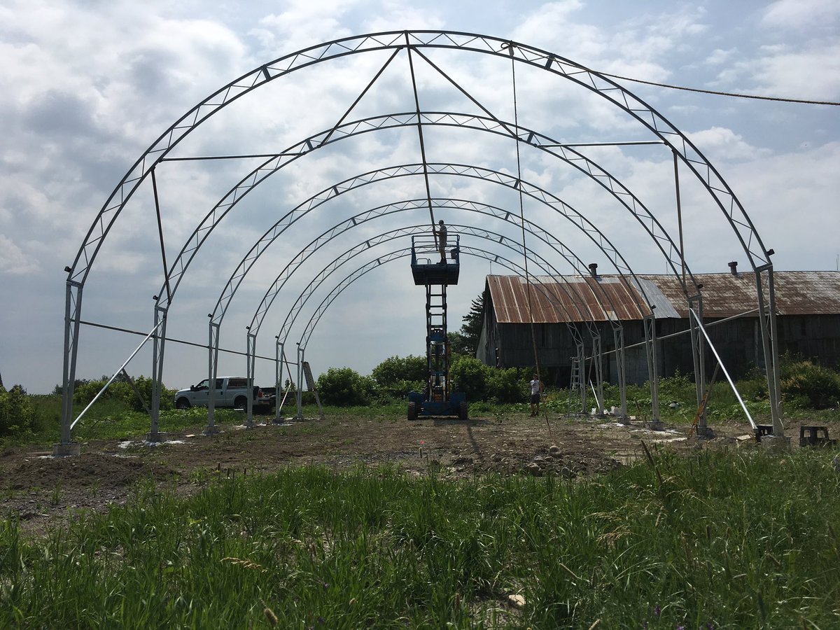 LloydCrossSales's tweet photo. LCSS crew making awesome progress on our 40x60Tasco dome 8:30-12:30. The trusses are going up love @tascodome https://t.co/FMTmv8CW9e