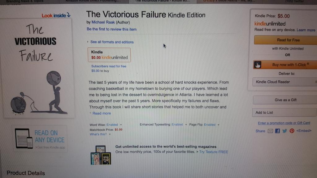 First_StepMI's tweet image. We are live!!! #VictoriousFailure has just been added to #Amazon bookstore. amazon.com/gp/aw/d/B01I2B…