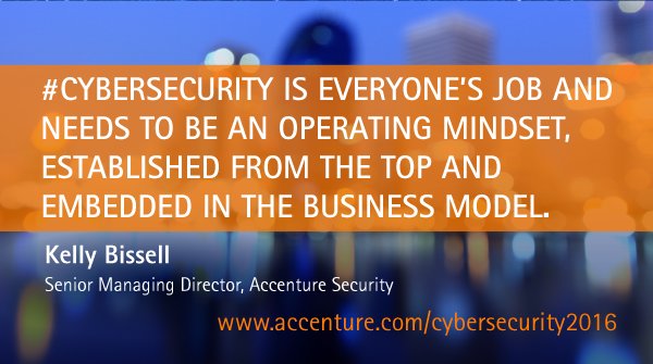 #Cybersecurity must top the corp agenda, says <a href="/AccentureSecure/">Accenture Security</a>’s @ckellybissel: bit.ly/29kVWmx