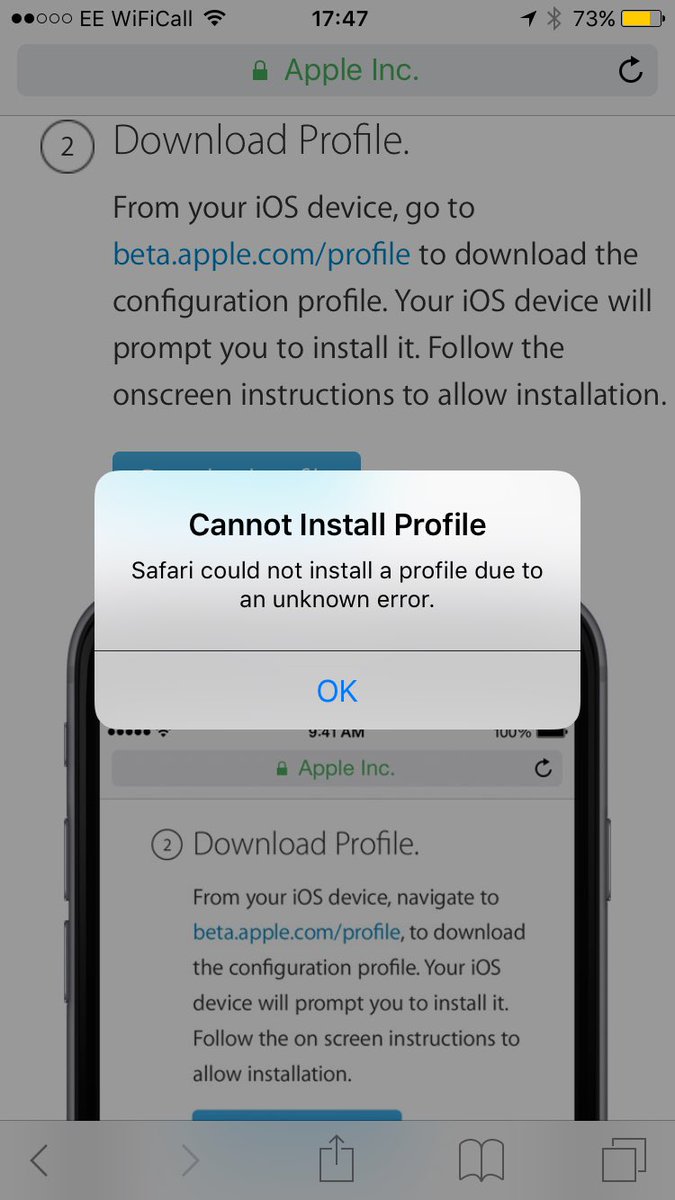 symscreates's tweet photo. @AppleSupport any ideas why I can't install the new iOS Beta? #Beta #iOS https://t.co/097nSOybPA