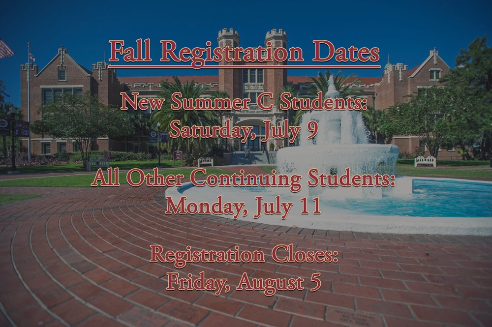 FSU Registrar on Twitter "Fall registration is about to reopen! Here