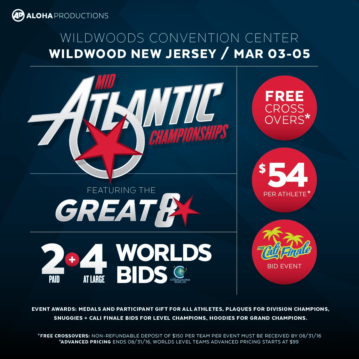 Stretch your budget further this season and get your Worlds Bids at the Mid Atlantic Championships this March!