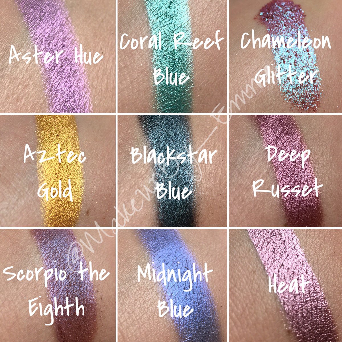 EmmeCosmetics's tweet photo. And look at these swatches!!! 😍😍😍 #etsy #etsypreneur #pressedpigments #eyeshadows #diy https://t.co/EkYK2j98V2