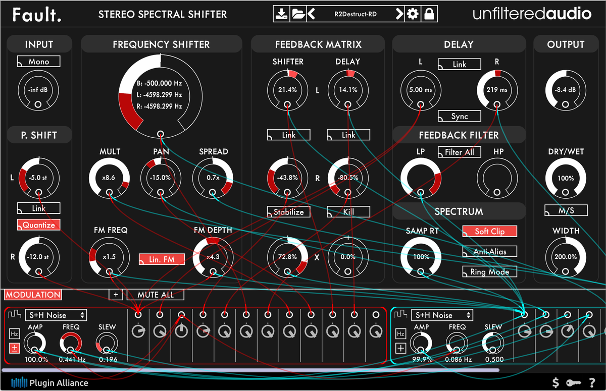 pluginalliance's tweet photo. Fault. @UnfilteredAudio's stereo frequency shifter and delay with modular patching system https://t.co/XKBNTvJWi0 https://t.co/9mS5jeaj73