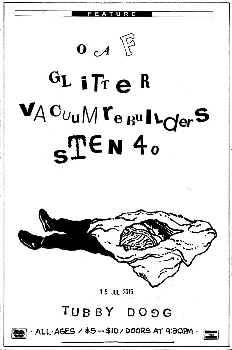 July 15 all ages at <a href="/tubbydoghotdogs/">Tubby Dog</a> flyer by A.W.