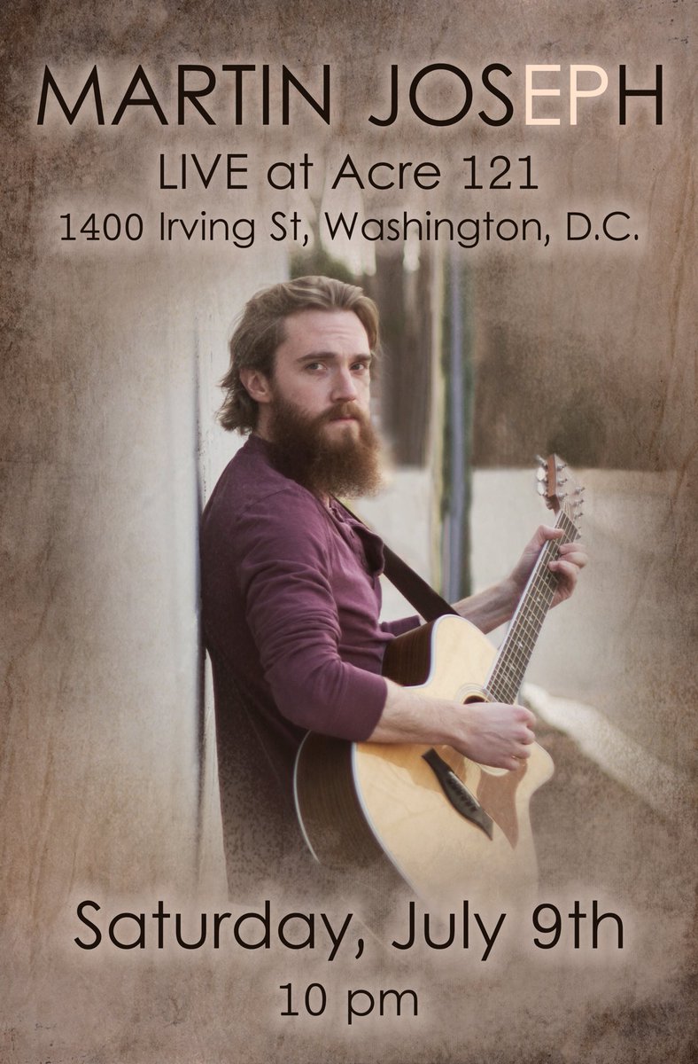 adam_asher's tweet photo. Headed to #DC to catch @Martin_Joseph12 #live in #concert this #weekend at @Acre121. #Music #SingerSongwriter #EP https://t.co/I8xRseTlut