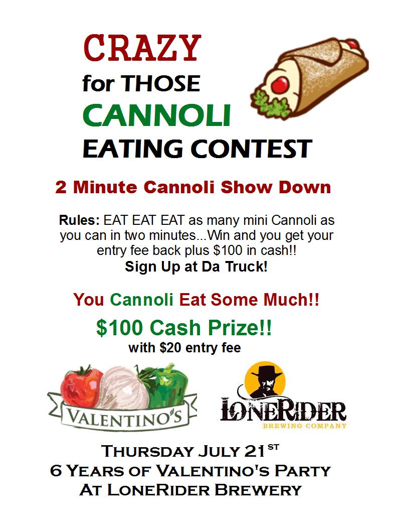 ValentinoTruck's tweet photo. July 21st Mark Ya Calendars &amp; Get Ya Jaws in action for Our 2nd Annual Mini Cannoli Eating Contest @loneriderbeer https://t.co/fDxKqYvXzW