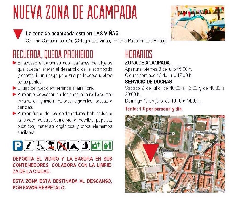 Recordad que este año hay una zona de acampada en el Colegio de Las Viñas ⛺️