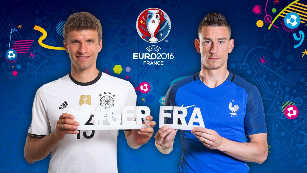 UEFAEURO's tweet photo. #GERFRA - your official match hashtag. @esmuellert_ and @6_LKOSCIELNY are in.
#EURO2016 https://t.co/cLlHtqHbqh