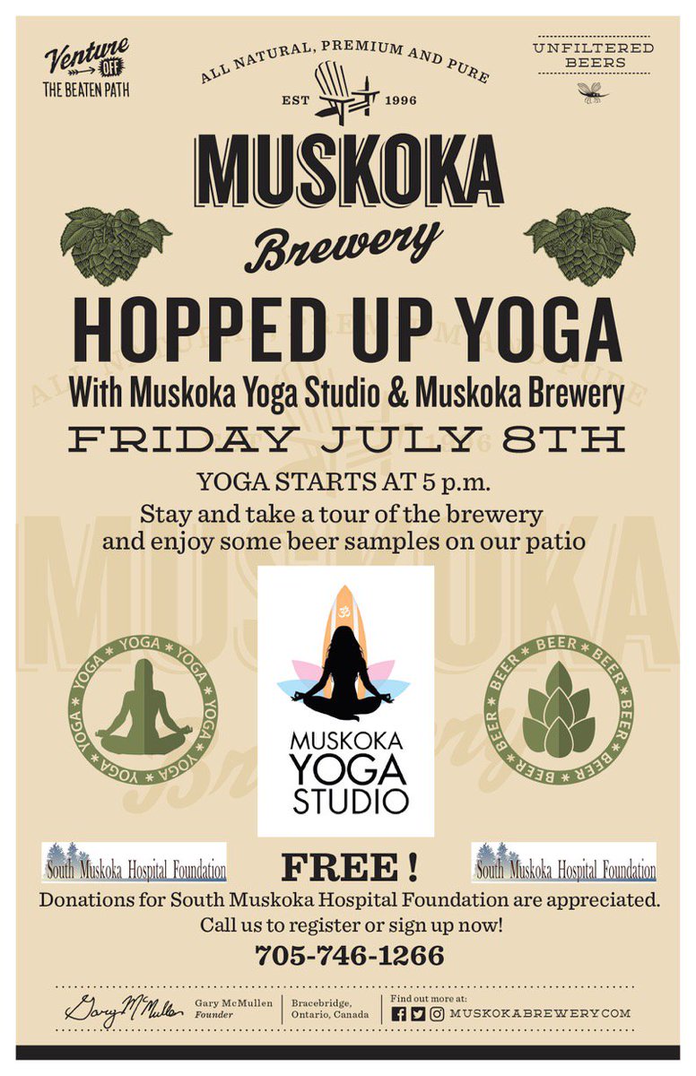 MuskokaBrewery's tweet photo. . @MuskokaYoga is hosting yoga at the brewery tomorrow, try some poses then try some beers: https://t.co/u0OeCw6EEA https://t.co/5wq7FF26Tb