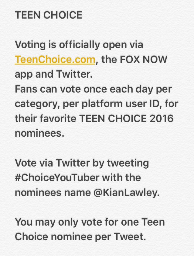 KianLawleyTeam's tweet image. Vote via Twitter by tweeting "#ChoiceYouTuber @KianLawley"