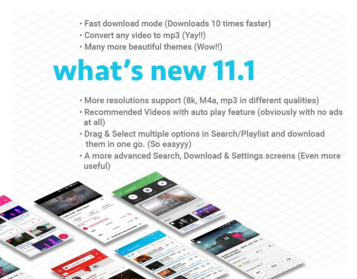 videoderandroid's tweet image. So here's what you can find in the new version releasing tomorrow Version 11.1
You'll absolutely love it #videoder