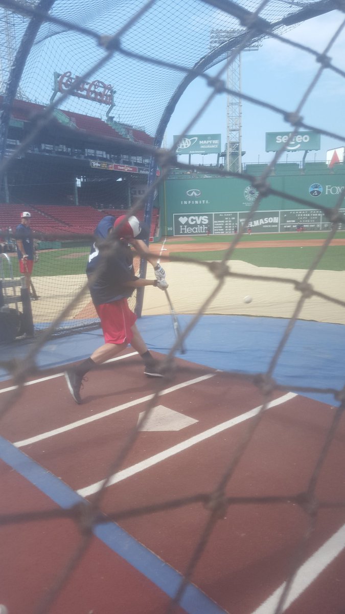 HarwichMariners's tweet photo. .@AustinFiliere takes aim at the Green Monster. #FenwayDay2016 https://t.co/z56LgCqaM4