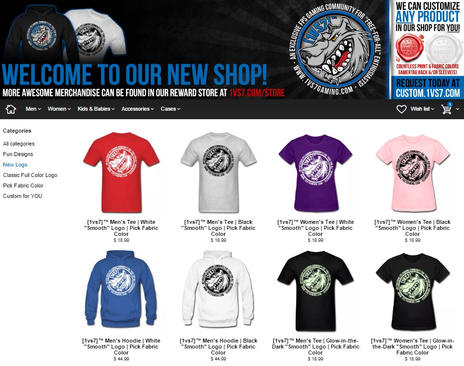 1vs7gaming's tweet photo. Get one of our NEW awesome tee's! 1000's of combinations! Save $5 on $30 purchase till 7/12! https://t.co/sMAjJMsyyN https://t.co/pOXPwVOHlO