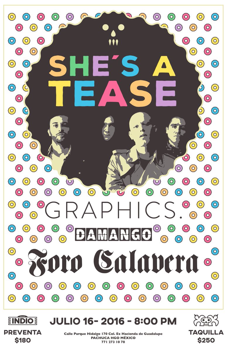 calaveracanario's tweet photo. El 16 de julio por 1ª vez en Pachuca @shesatease en @Foro_Calavera.
Boletos en las instalaciones de la fundación. https://t.co/jj7UYwxEXC