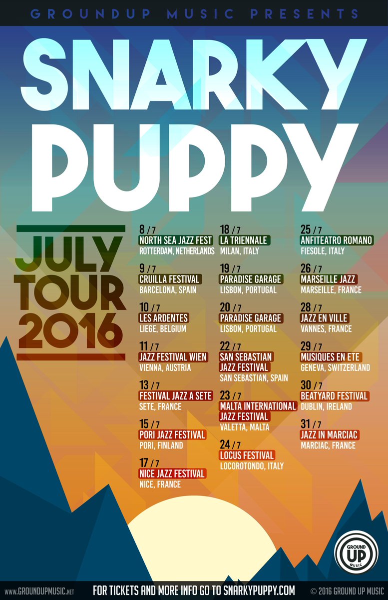 GroundUPMusicNY's tweet photo. .@RealSnarkyPuppy tour starts TOMORROW: sold-out show in Rotterdam! Buy tix b4 it's too late https://t.co/XMoyLLqunV https://t.co/vDK1T5vtSe
