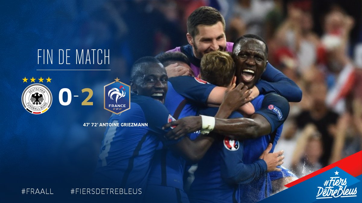 equipedefrance's tweet photo. MAIS OUI IL FAUT CROIRE EN EUX, EN NOUS! ON EST EN FINALE !!! 👍👍👍 #FiersdetreBleus #FRAALL #Euro2016 https://t.co/TNkBVu0or9