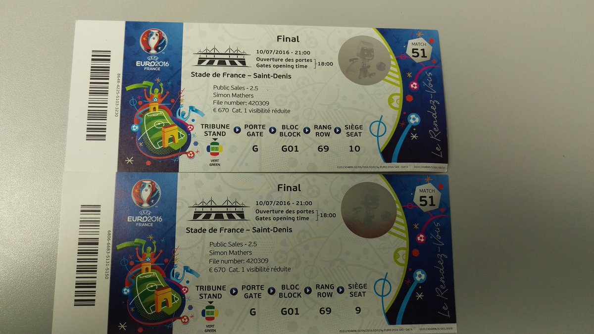 Simon Euro16 Fra Por Eurotickets Ticketsforyou Ticketsnotouts Cat 1 Ticket For Final Pick Up Paris Dm For Details T Co Jzrueind8a Twitter