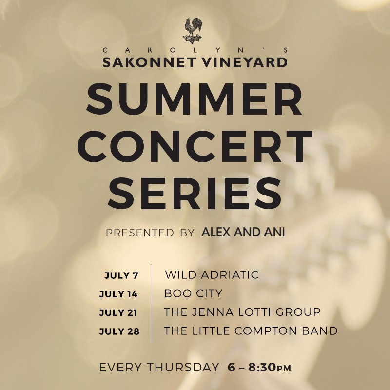 We're excited to announce the <a href="/sakonnetwine/">Carolyn's Sakonnet</a> #SummerConcertSeries July lineup > bit.ly/29x3SUd
