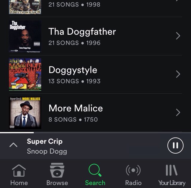 tommysalami41's tweet photo. I know @SnoopDogg is getting old but cmon @Spotify https://t.co/k7iWkyPNZL