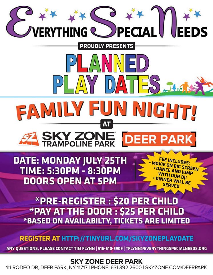 Missingpieceusa's tweet photo. Come join us at @skyzonedeerpark for everything special needs family fun night on July 25th from 5:30 to 8:30 pm! https://t.co/QTjP8nKZVl