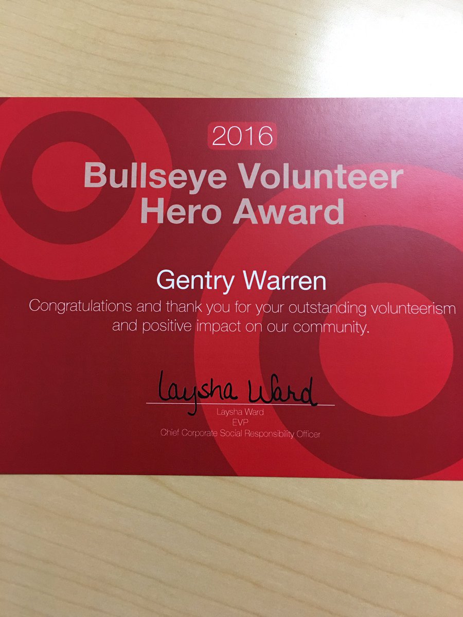 So honored to be awarded with this!  Love being out in the community! #targetvolunteers <a href="/DerinBriggs/">Derin</a> @linmwheel