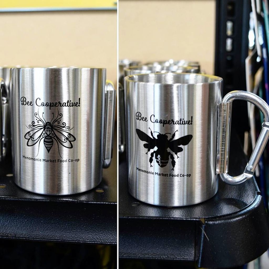 MenomonieMarket's tweet photo. What do you all think of our new #BeeCooperative camp mugs?! Two styles, stainless steel and a clip handle!
#menom… https://t.co/hjUH62zRPH