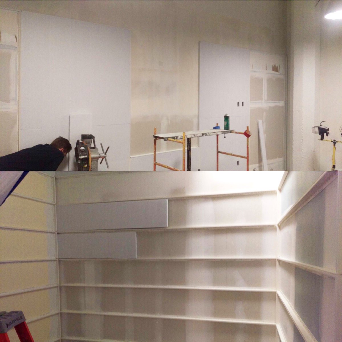 At AirBNB installing stretch fabric wall panel systems for <a href="/Novo_Const/">Novo Construction</a> #progresspic