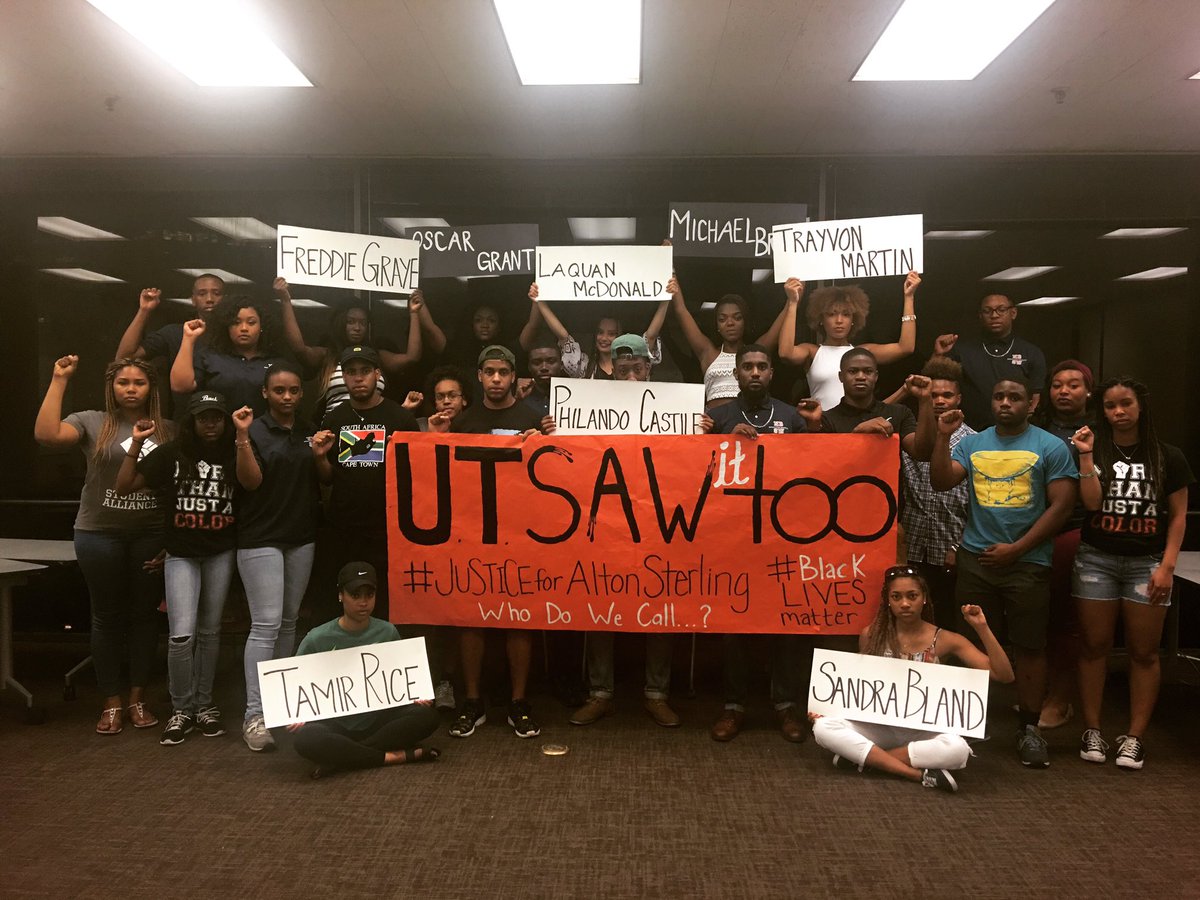 TXBSA's tweet photo. #UTSawItToo #SayTheirNames #WeDidntForget #PhilandoCastile #AltonSterling https://t.co/hxBFldnxk9