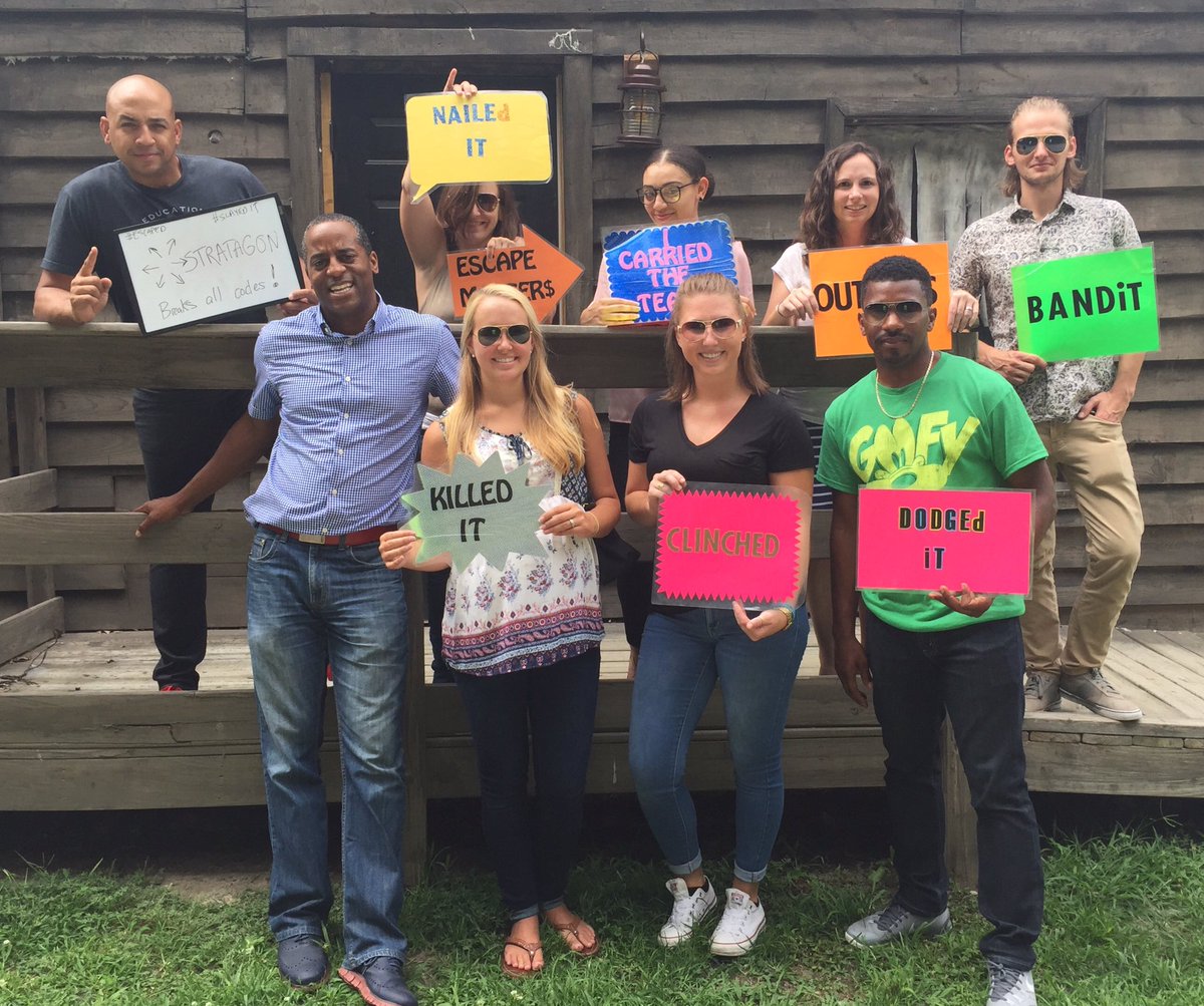 cryanburkett's tweet photo. Killer time with the @stratagonInc NC team today! Nailed the #escapeRoom, record time.#wellactually, barely made it! https://t.co/ON70ZgCIwW