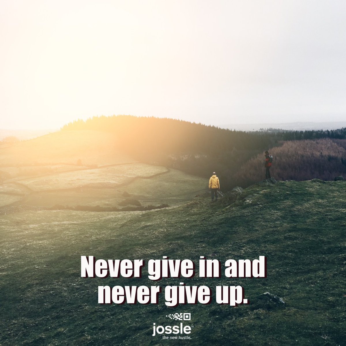 Never give in and never give up. 
jossle.org  #quote #giveup