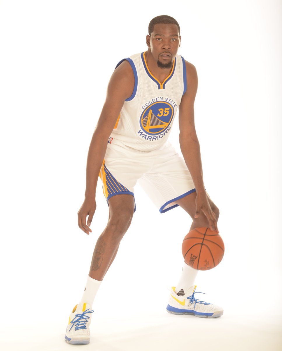 NBA's tweet image. Kevin Durant sports his new @warriors gear following today's presser

Get yours: on.nba.com/29qyc3S