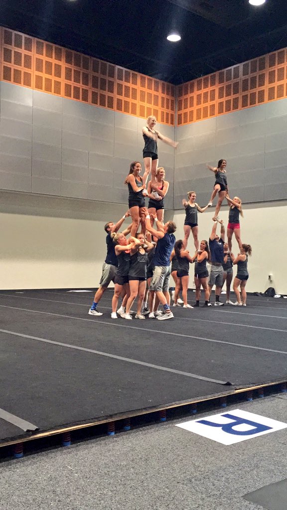 lizdarger's tweet photo. Morning practice for @BYUCheer at the @aussiegold_ International. Can't wait to compete! #BYUCheerDownUnder https://t.co/hOtnhRzUia