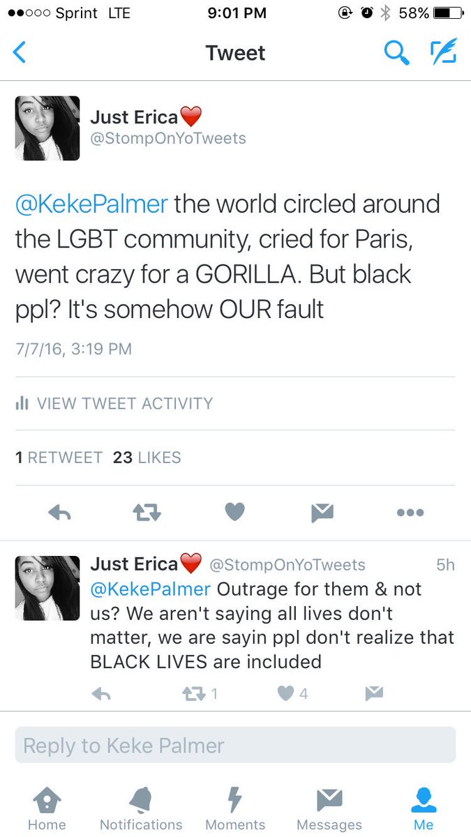 StompOnYoTweets's tweet image. So she responded to the person cussing her out but blocked me for explaining what BLM means 💁🏾 #LackOfIntelligence