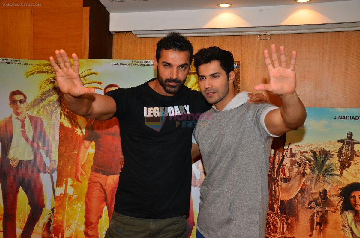 Varun_Kingdom's tweet photo. [HQ-PICS] Varun Dhawan, Jacqueline and John Abraham Promoting Dishoom.

#7DaysToDishoom https://t.co/b8sYklKKCa