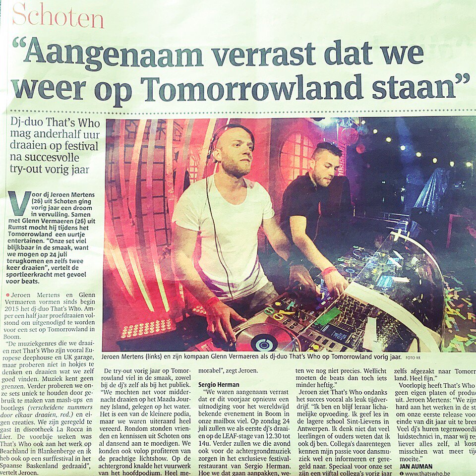 Look who's in the newspaper!?🤓 #Tomorrowland #excited
