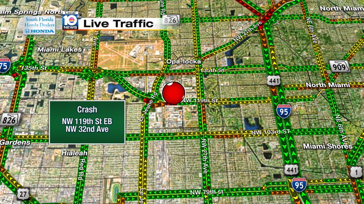 Crash on NW 119th St EB and NW 32nd Ave #TRAFFIC #MIAMI https://t.co/2ImjlYrrlD