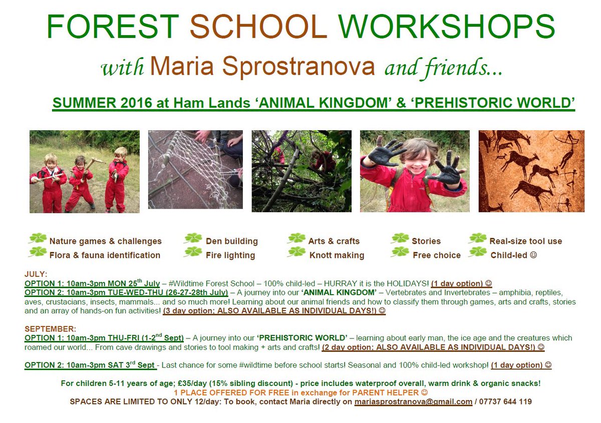 MSprostranova's tweet photo. LAST MINUTE SPACES available #AnimalKingdom #ForestSchool #Workshops next week especially run for @AlexandraschKT 🌳😊 https://t.co/JibAIAETsc
