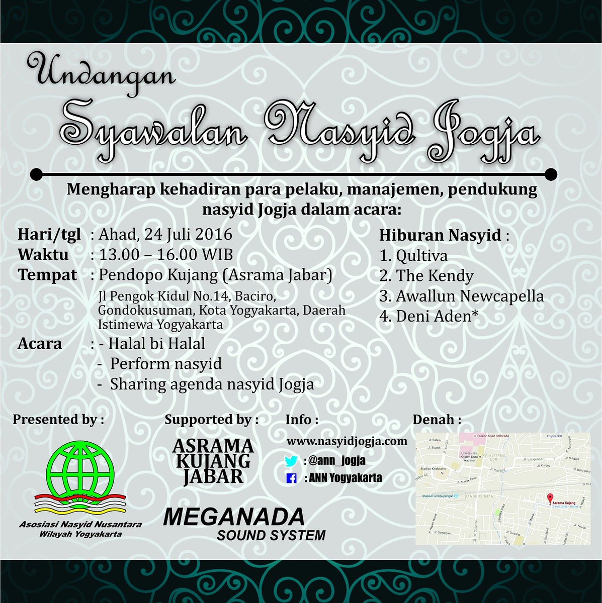 Syawalan Nasyid Jogja, 24/07/16, di Pendopo Kujang, Asrama Jabar, Baciro. Silaturahim &amp; sharing pegiat nasyid.