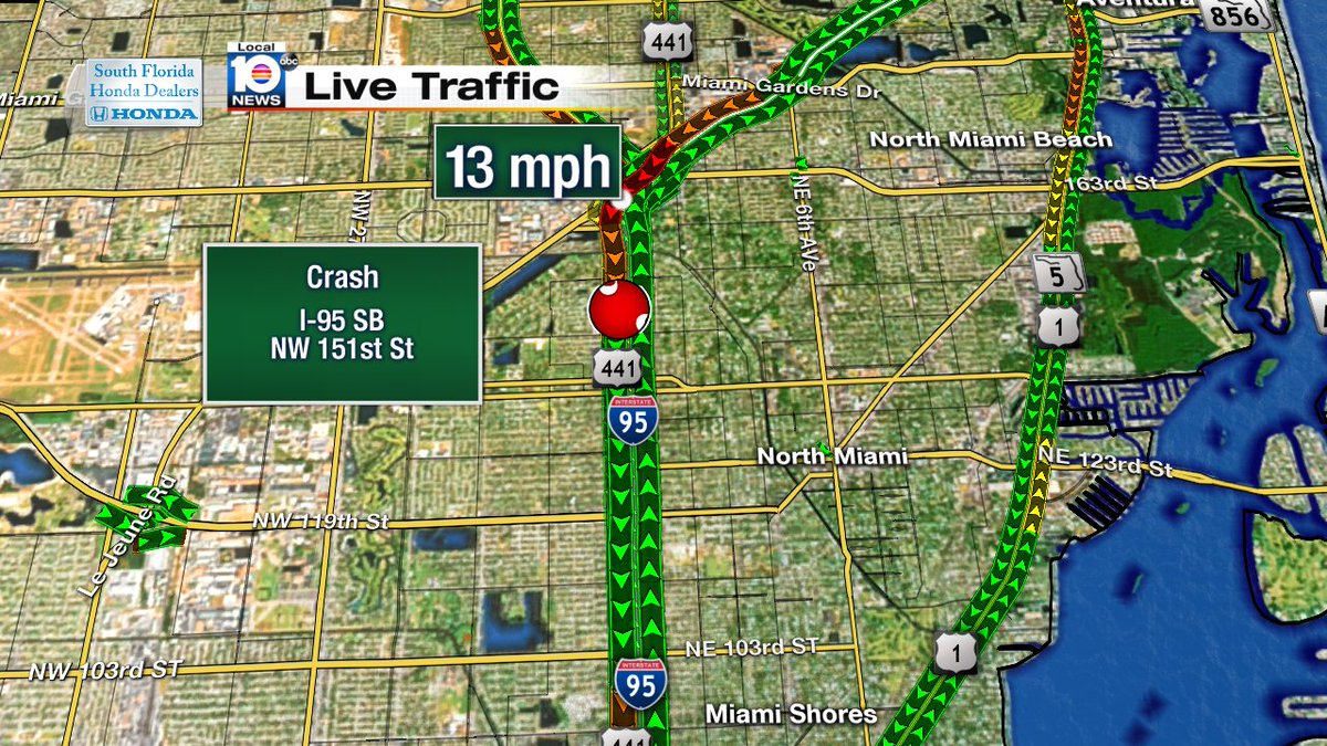 Crash on I-95 SB & NW 151st St #TRAFFIC #MIAMI https://t.co/Kw4WqsPu1P