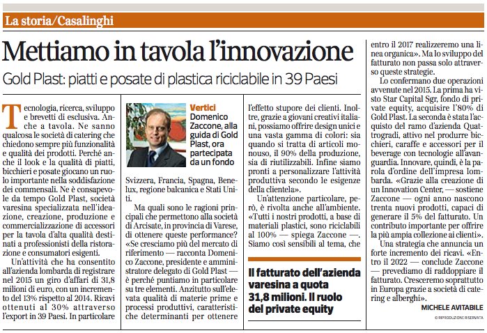 GoldPlastGroup's tweet image. #GoldPlast on #CorrierEconomia: interesting interview to our CEO, that paints a perfect portrait of our company