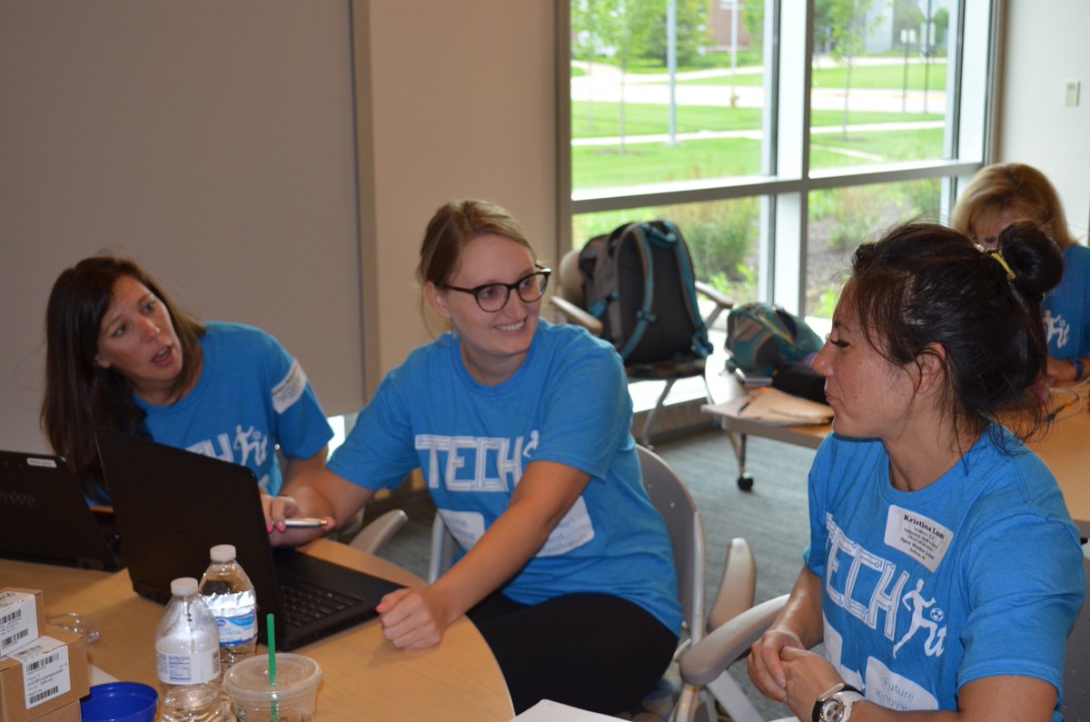 GoTECHFIT's tweet photo. THE @GoTECHFIT Ts & staff are working hard to get the #exergames finished! #TECHFIT2016 #Day5 #ReadytoPresent https://t.co/lqXsUjk3ac
