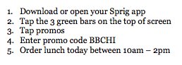 Sprig_Chi's tweet image. Follow the instructions below to have your @Sprig_Chi lunch delivered by NHL Athlete @bbicks29 today!